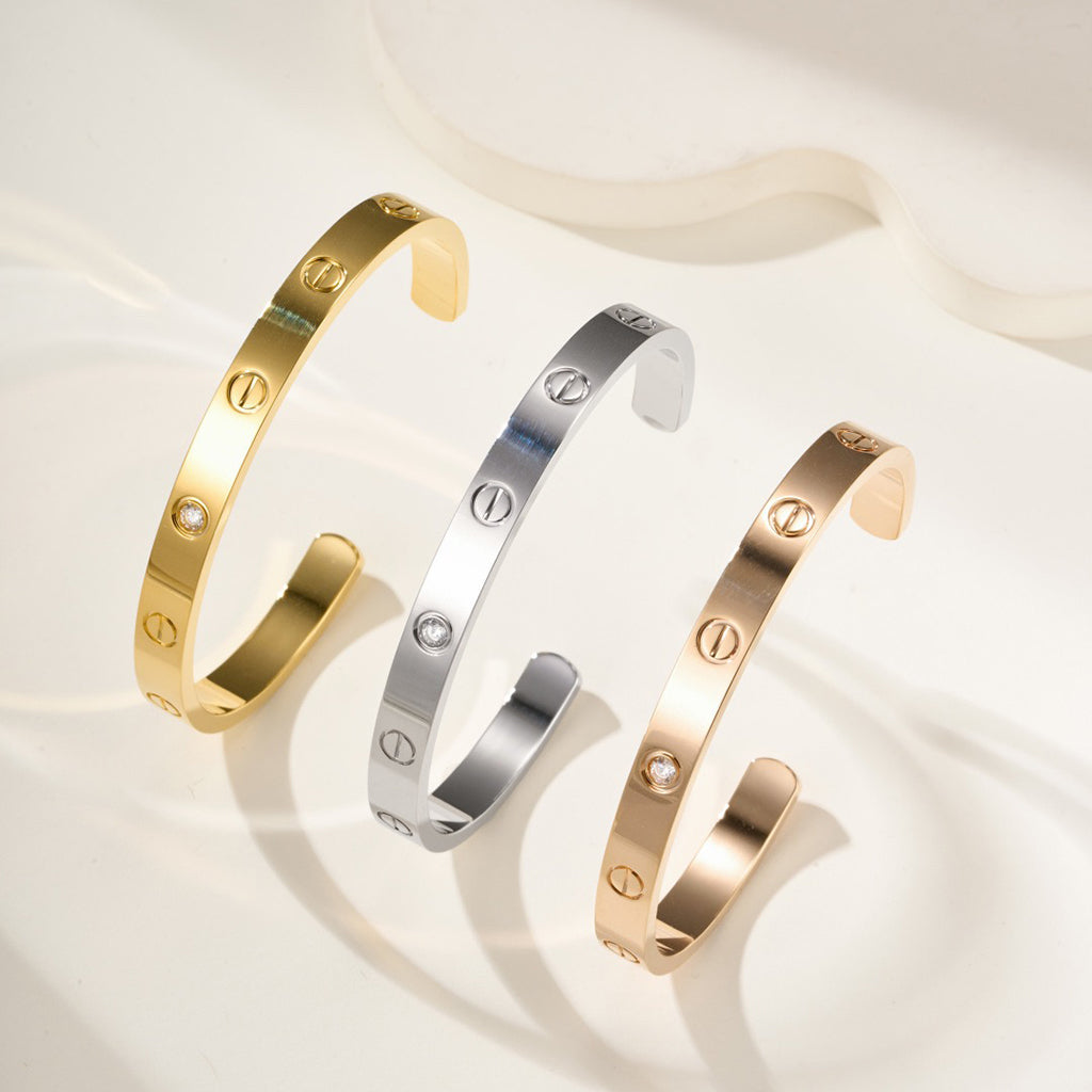 [Triumph Jewelry]LOVE BRACELET 6.1MM 1 DIAMOND OPEN CUFF