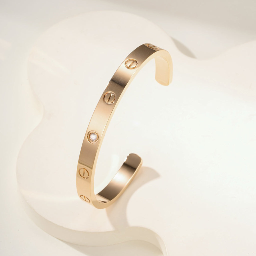 [Triumph Jewelry]LOVE BRACELET 6.1MM 1 DIAMOND OPEN CUFF