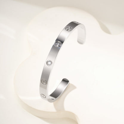 [Triumph Jewelry]LOVE BRACELET 6.1MM 1 DIAMOND OPEN CUFF