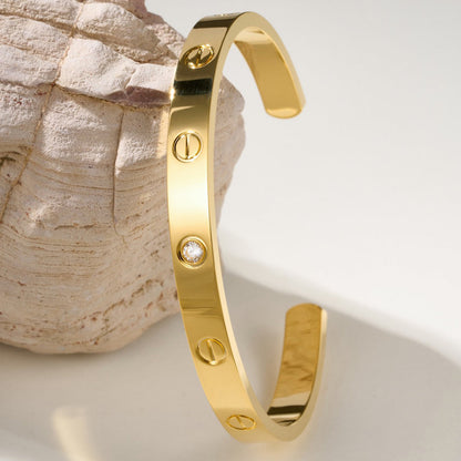 [Triumph Jewelry]LOVE BRACELET 6.1MM 1 DIAMOND OPEN CUFF