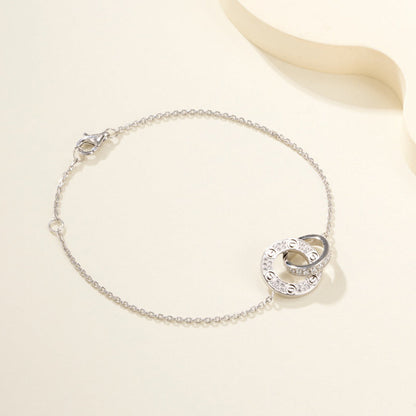 [Triumph Jewelry]LOVE DOUBLE RING FULL DIAMOND BRACELET