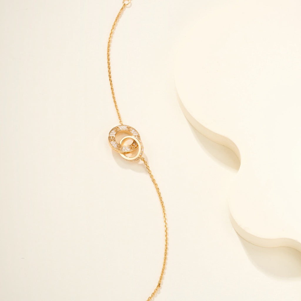 [Triumph Jewelry]LOVE DOUBLE RING FULL DIAMOND BRACELET