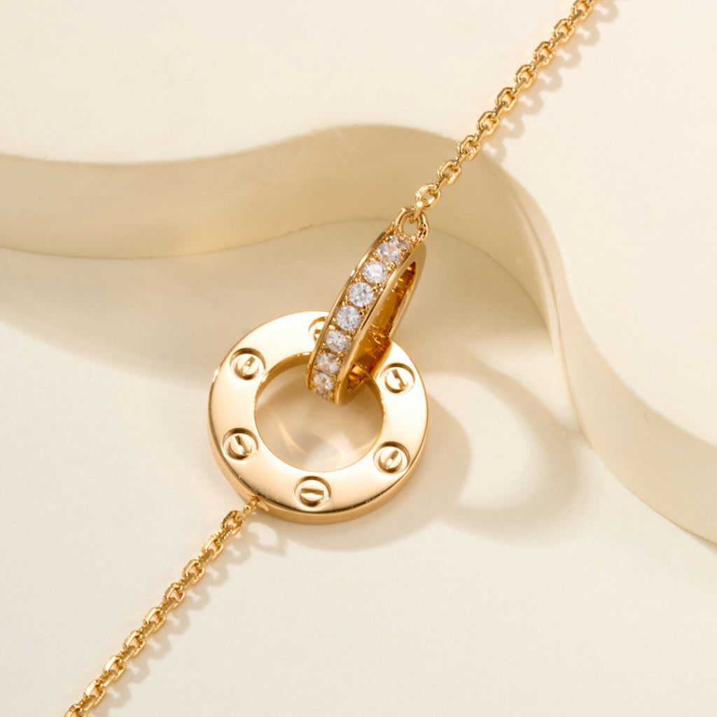[Triumph Jewelry]LOVE DOUBLE RING FULL DIAMOND BRACELET