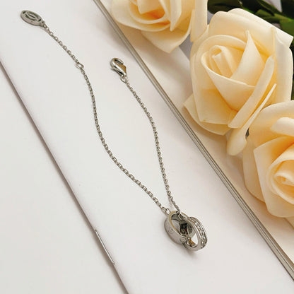 [Triumph Jewelry]LOVE DOUBLE RING HALF DIAMOND BRACELET
