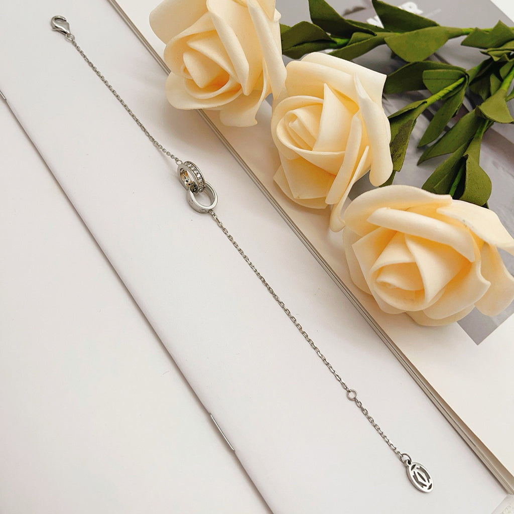 [Triumph Jewelry]LOVE DOUBLE RING HALF DIAMOND BRACELET