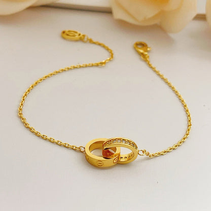 [Triumph Jewelry]LOVE DOUBLE RING HALF DIAMOND BRACELET