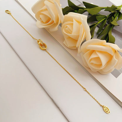 [Triumph Jewelry]LOVE DOUBLE RING HALF DIAMOND BRACELET