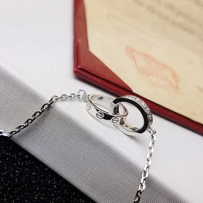 [Triumph Jewelry]LOVE DOUBLE RING HALF DIAMOND BRACELET
