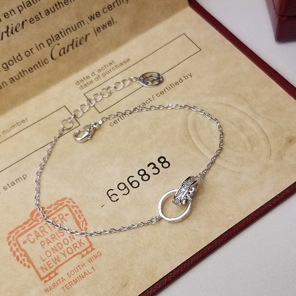 [Triumph Jewelry]LOVE DOUBLE RING HALF DIAMOND BRACELET