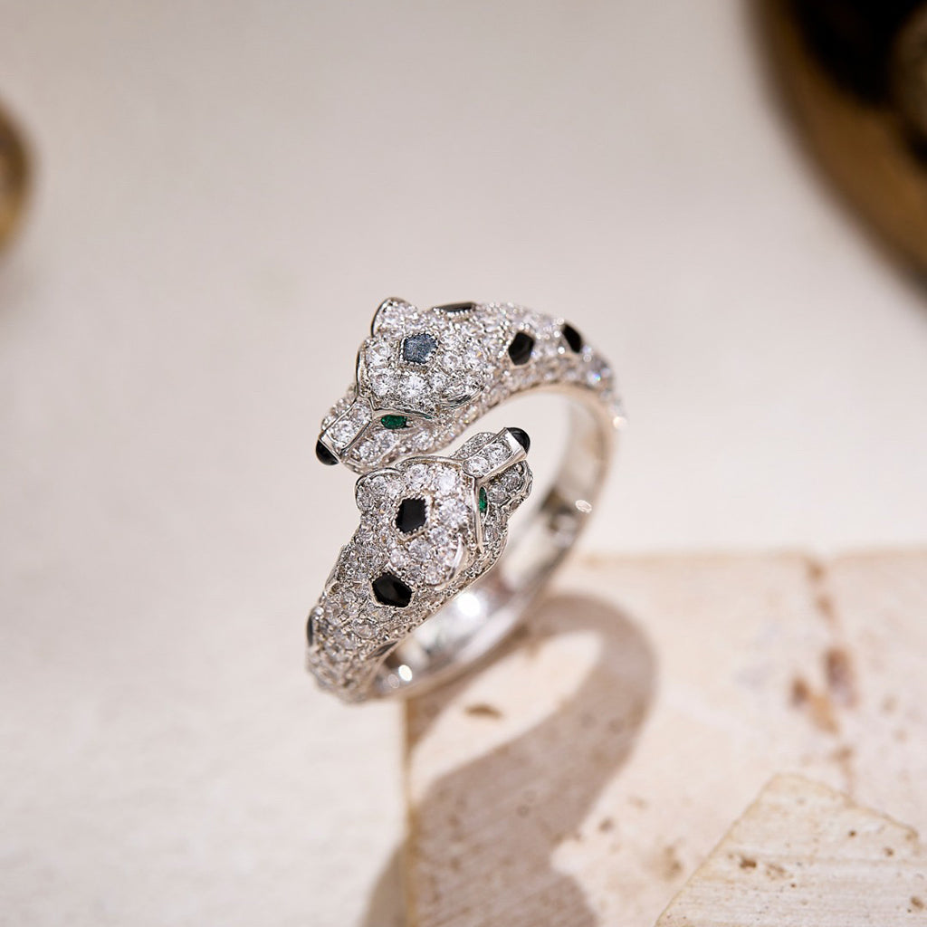 [Triumph Jewelry]PANTHERE DOUBLE HEADED FULL DIAMOND  RING