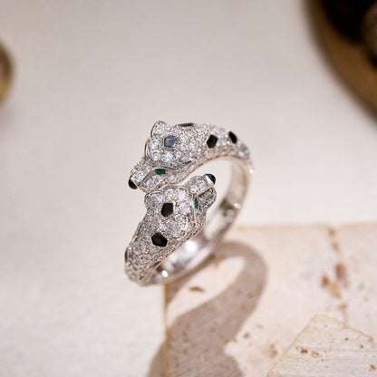 [Triumph Jewelry]PANTHERE DOUBLE HEADED FULL DIAMOND  RING