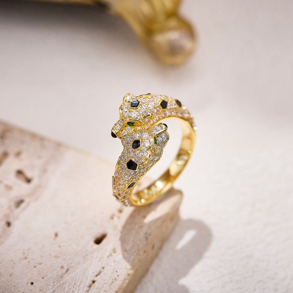 [Triumph Jewelry]PANTHERE DOUBLE HEADED FULL DIAMOND  RING