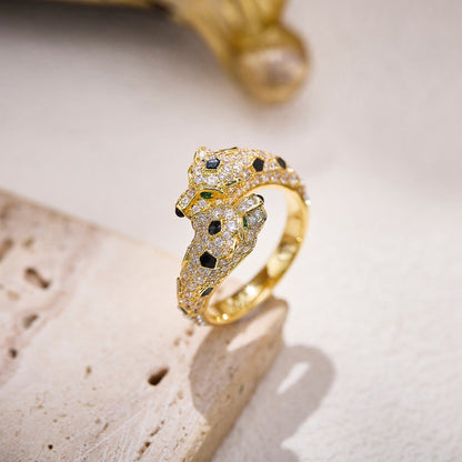 [Triumph Jewelry]PANTHERE DOUBLE HEADED FULL DIAMOND  RING