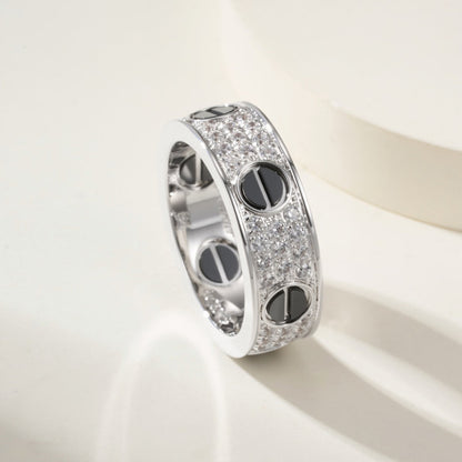 [Triumph Jewelry]LOVE RING 5.5MM DIAMONDS PAVED CERAMIC