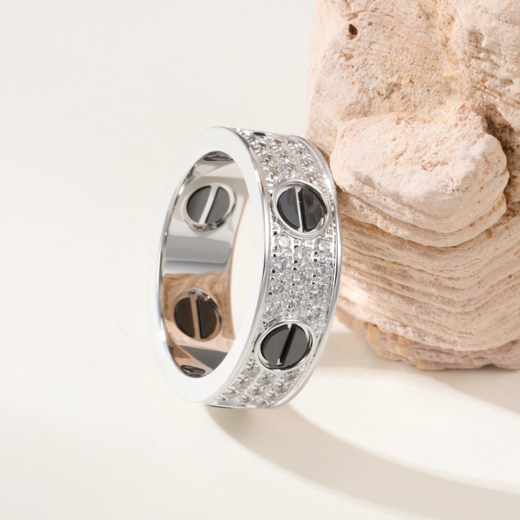 [Triumph Jewelry]LOVE RING 5.5MM DIAMONDS PAVED CERAMIC