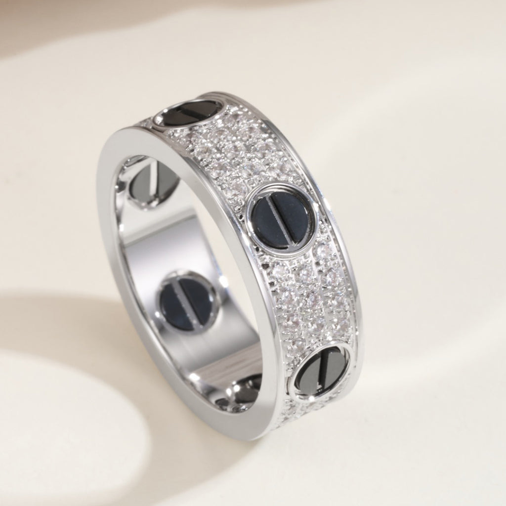 [Triumph Jewelry]LOVE RING 5.5MM DIAMONDS PAVED CERAMIC