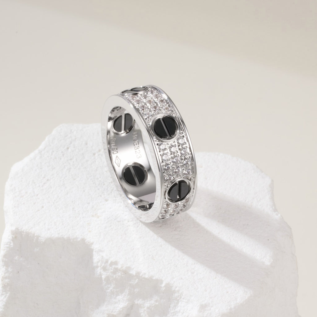 [Triumph Jewelry]LOVE RING 5.5MM DIAMONDS PAVED CERAMIC