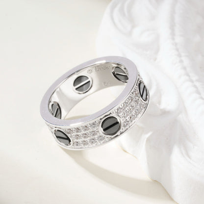 [Triumph Jewelry]LOVE RING 5.5MM DIAMONDS PAVED CERAMIC