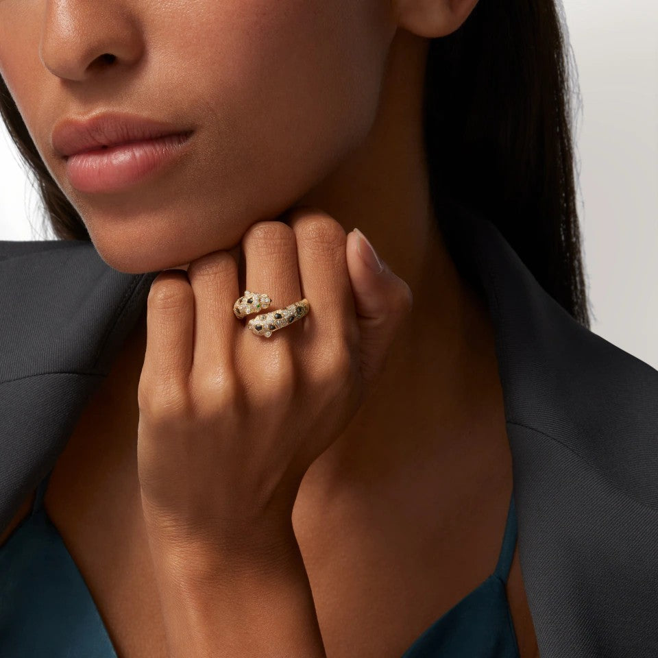 [Triumph Jewelry]PANTHERE DOUBLE HEADED FULL DIAMOND  RING