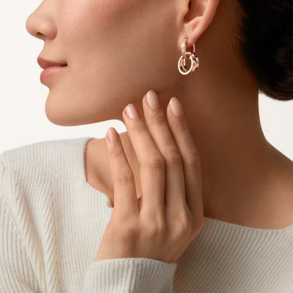 [Triumph Jewelry]LOVE 3.3MM DANGLE HALF DIAMOND EARRINGS