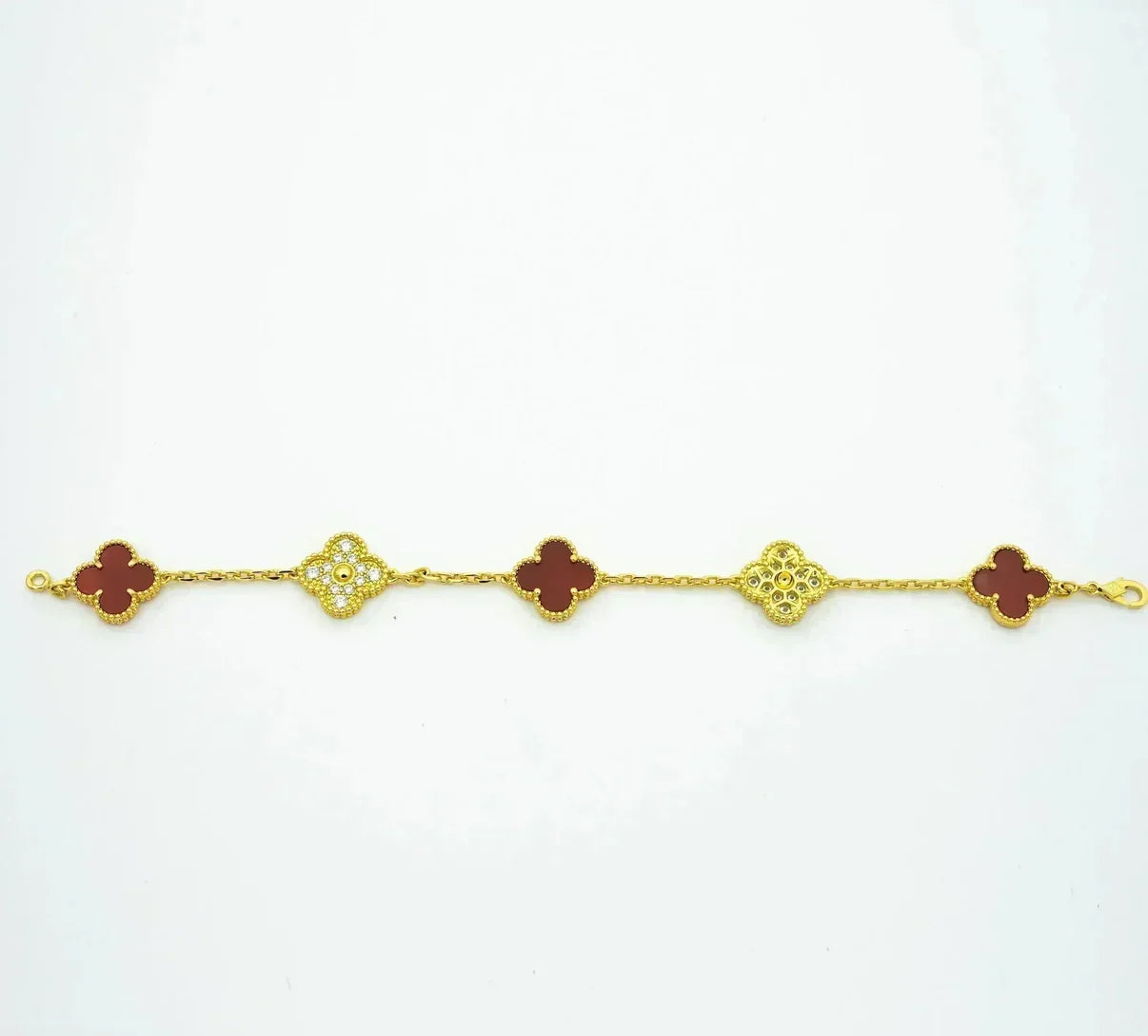 [Triumph Jewelry] CLOVER 5 MOTIF RED CORNELIAN BRACELET COLLECTION