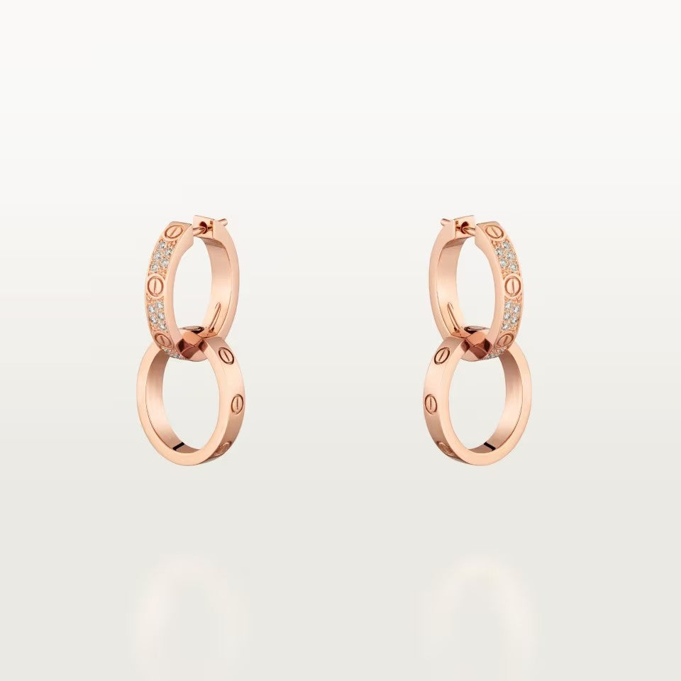 [Triumph Jewelry]LOVE 3.3MM DANGLE HALF DIAMOND EARRINGS
