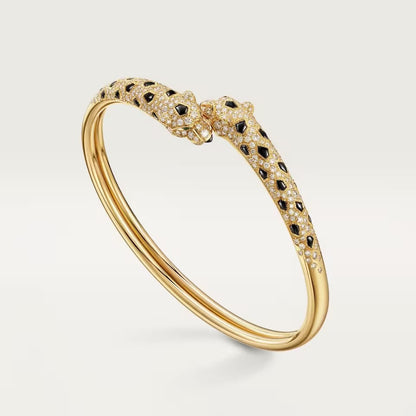 [Triumph Jewelry]PANTHERE DOUBLE HEADED HALF DIAMOND OPEN BRACELET