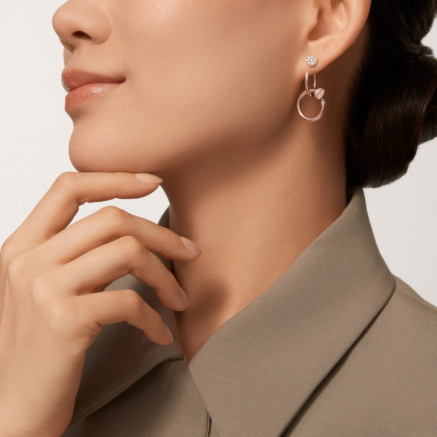 [Triumph Jewelry]JUSTE HALF DIAMOND DOUBLE EARRINGS