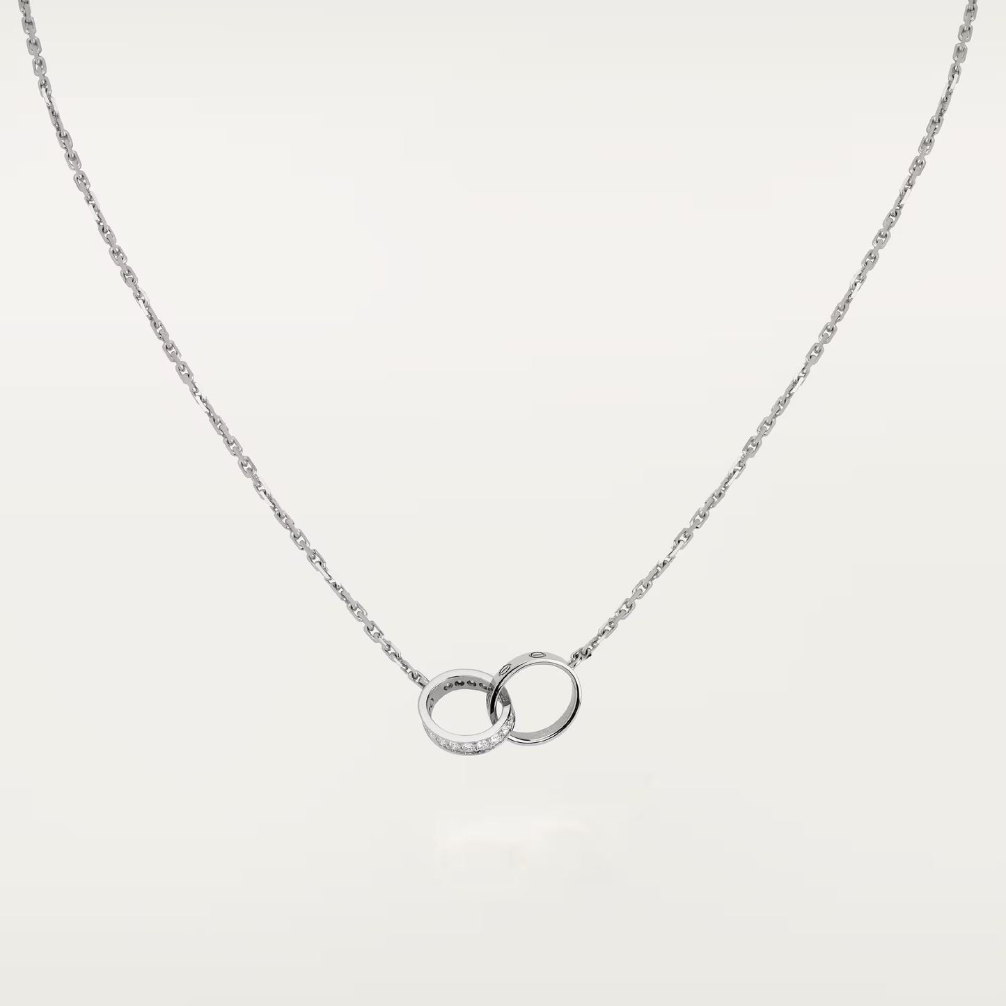 [Triumph Jewelry]LOVE DOUBLE RING HALF DIAMOND NECKLACE