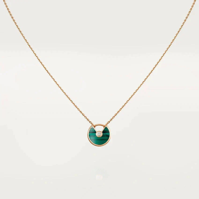 [Triumph Jewelry]AMULETTE ROSE GOLD MALACHITE NECKLACE
