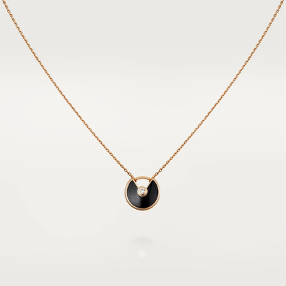 [Triumph Jewelry]AMULETTE ROSE GOLD ONYX NECKLACE