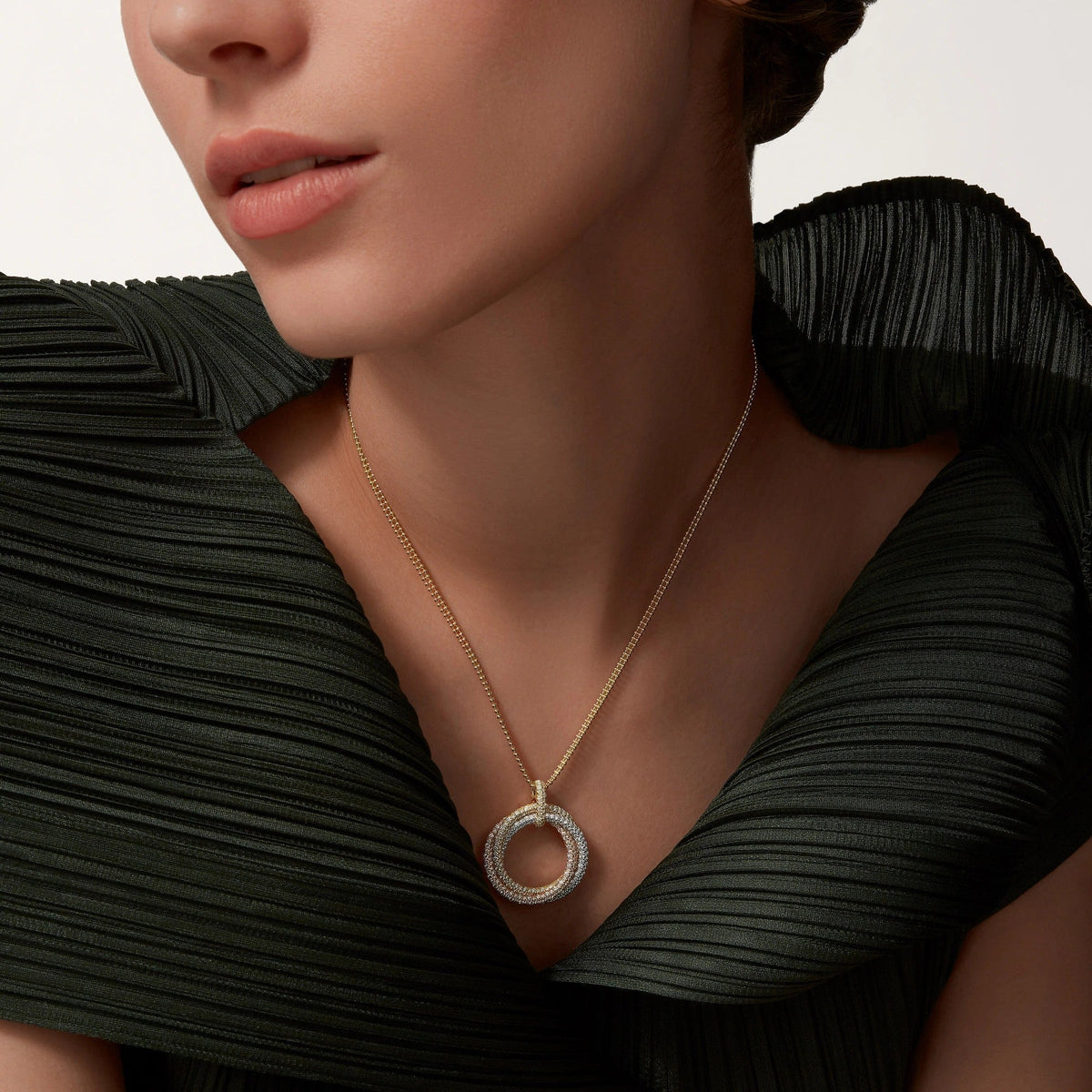 [Triumph Jewelry]TRINITY LARGE FULL DIAMOND  NECKLACE