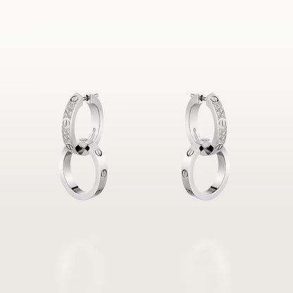 [Triumph Jewelry]LOVE 3.3MM DANGLE HALF DIAMOND EARRINGS