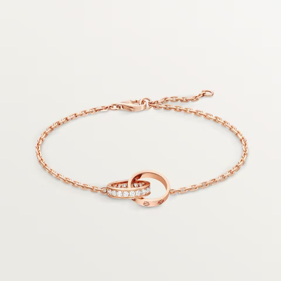 [Triumph Jewelry]LOVE DOUBLE RING HALF DIAMOND BRACELET