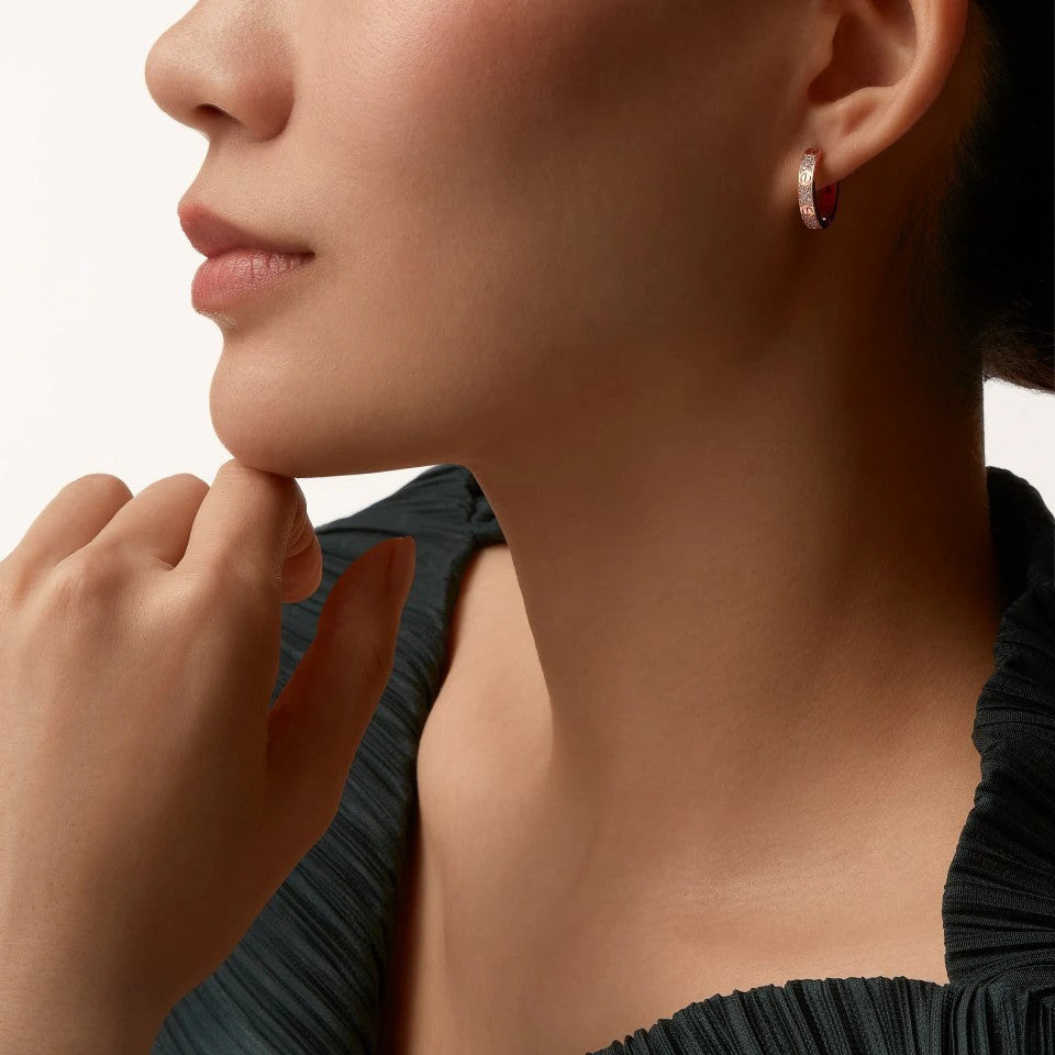 [Triumph Jewelry]LOVE 3.3MM DANGLE HALF DIAMOND EARRINGS
