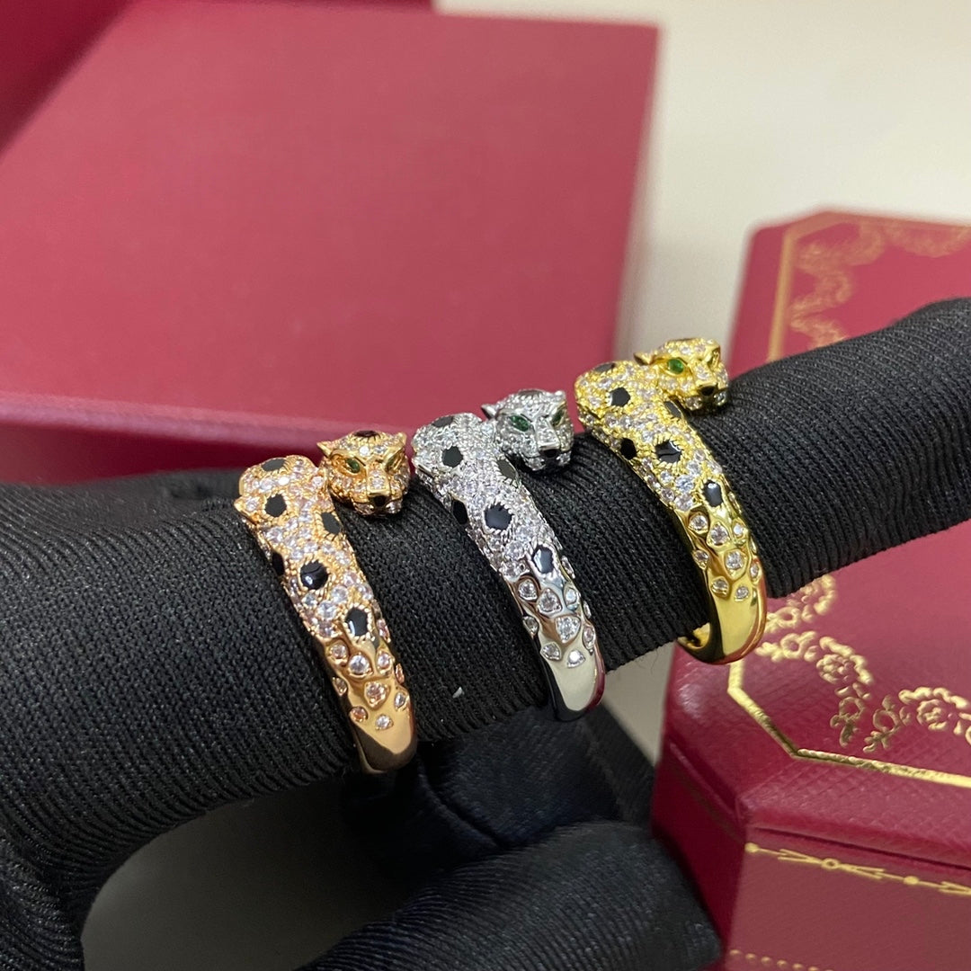 [Triumph Jewelry]FULL DIAMOND DOUBLE LEOPARD HEAD RING