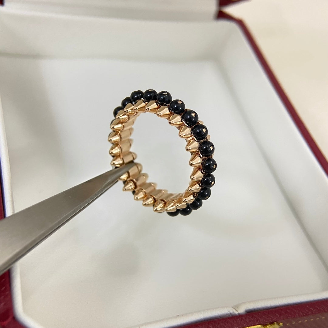 [Triumph Jewelry]BLACK BEAD STUD RING