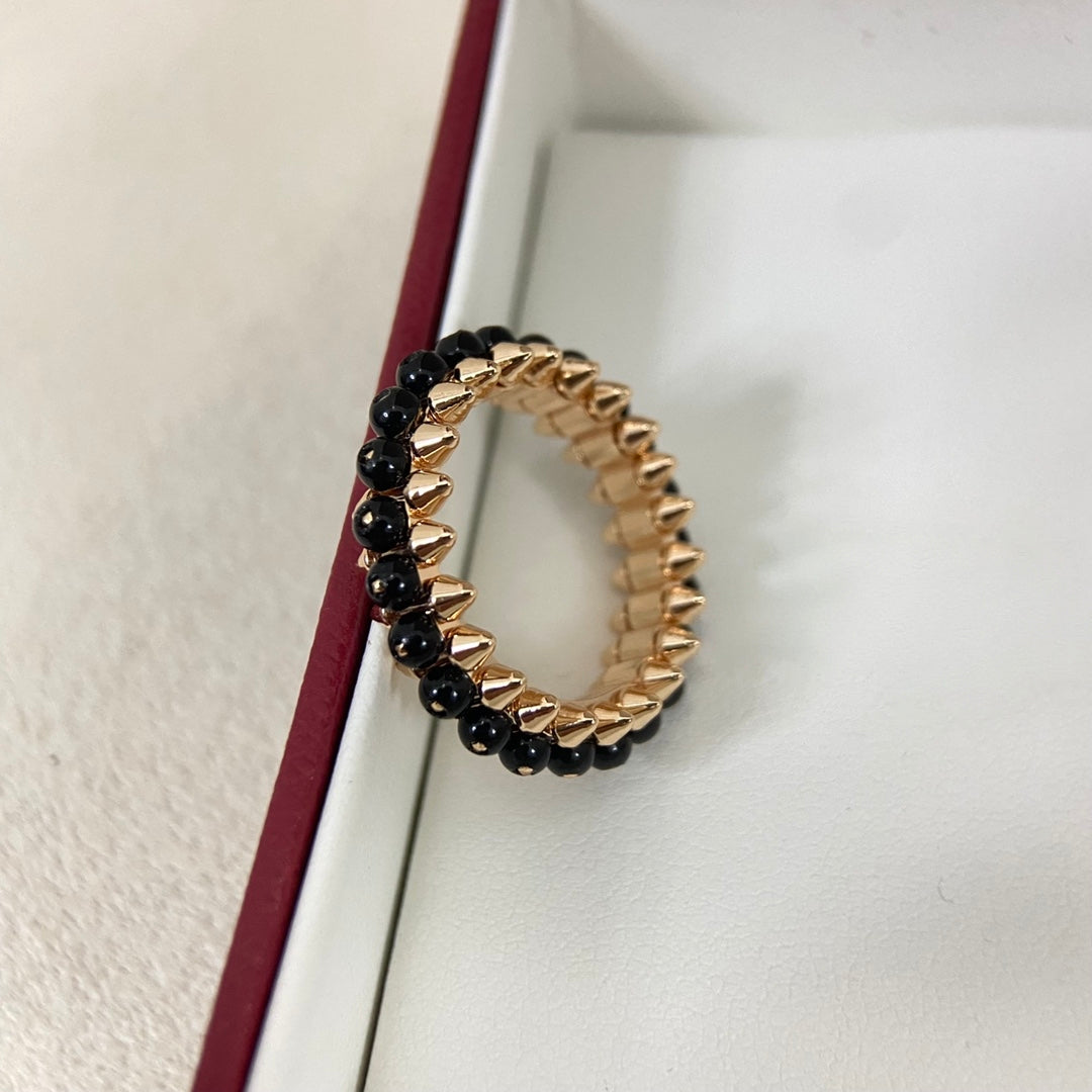 [Triumph Jewelry]BLACK BEAD STUD RING