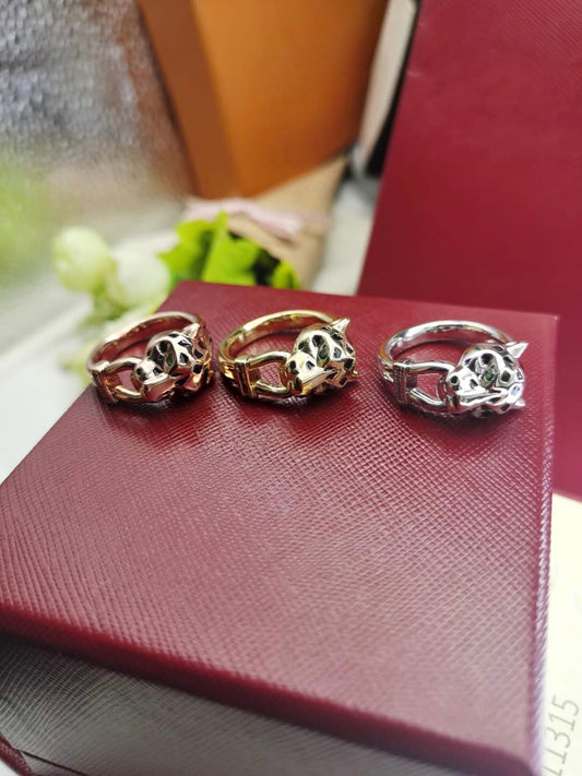 [Triumph Jewelry]LEOPARD-HEAD LEOPARD-PRINT COUPLE RING