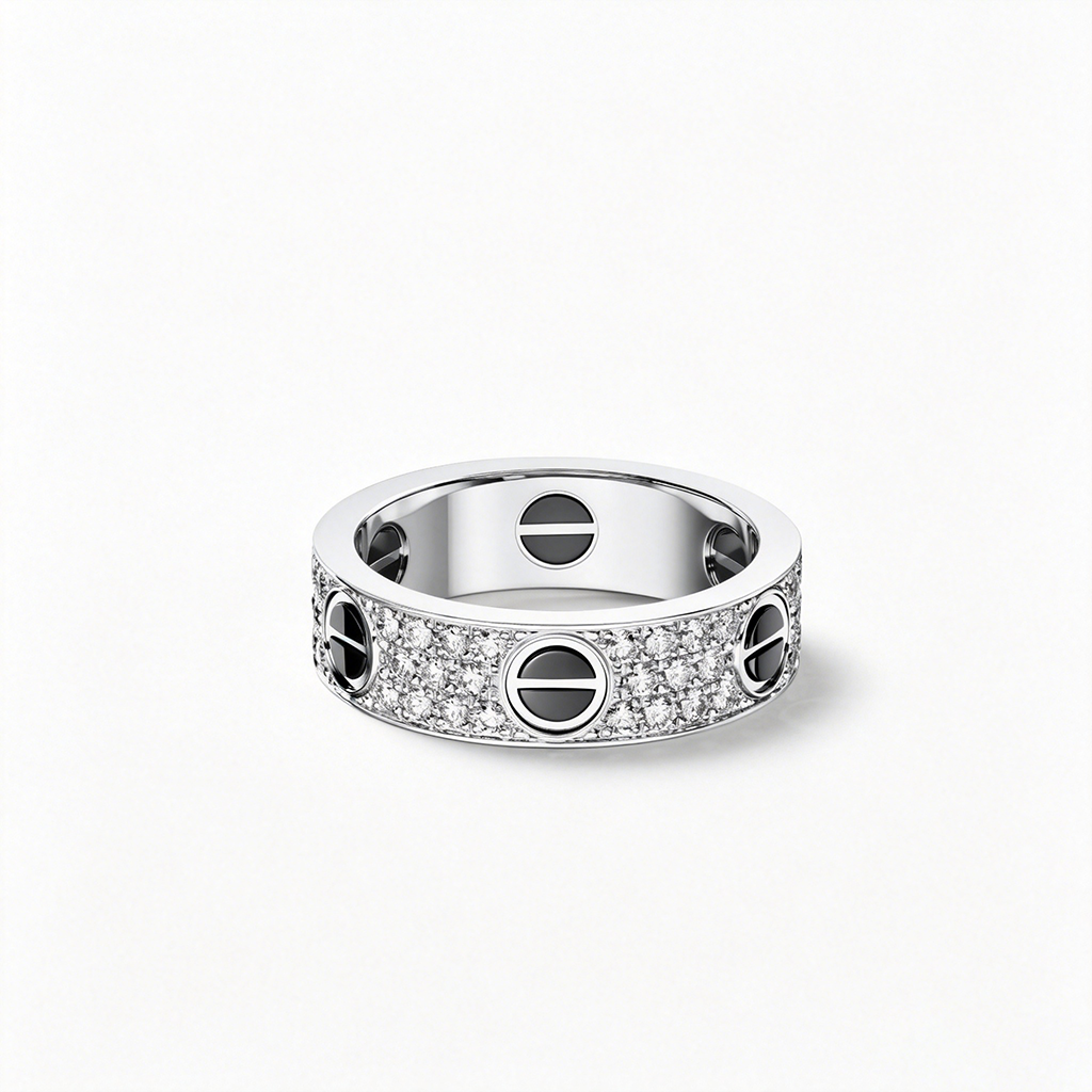 [Triumph Jewelry]LOVE RING 5.5MM DIAMONDS PAVED CERAMIC