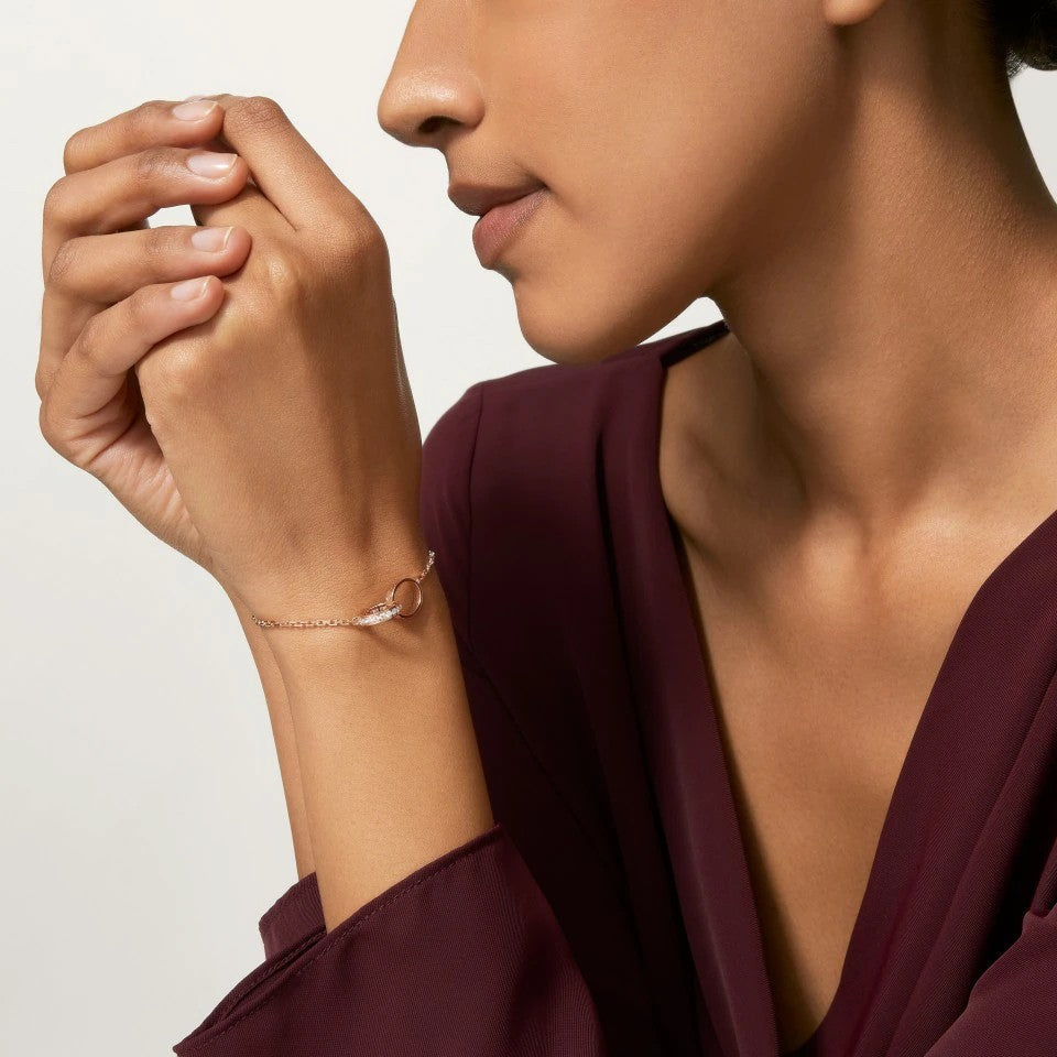 [Triumph Jewelry]LOVE DOUBLE RING HALF DIAMOND BRACELET