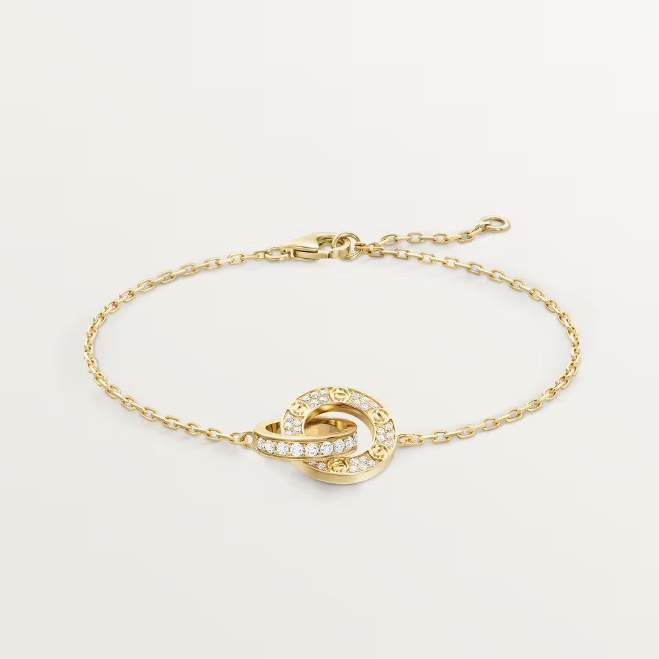 [Triumph Jewelry]LOVE DOUBLE RING FULL DIAMOND BRACELET
