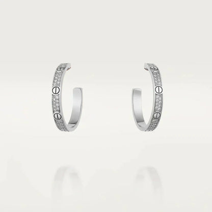 [Triumph Jewelry]LOVE DIAMOND SILVER HOOP EARRINGS