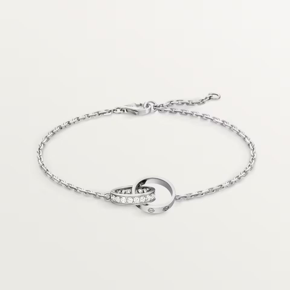 [Triumph Jewelry]LOVE DOUBLE RING HALF DIAMOND BRACELET