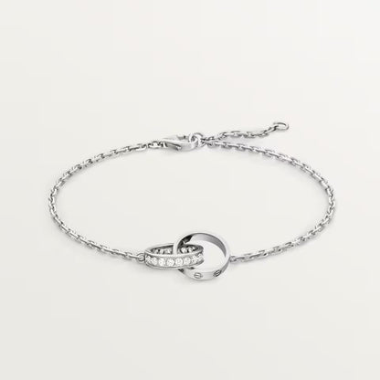[Triumph Jewelry]LOVE DOUBLE RING HALF DIAMOND BRACELET