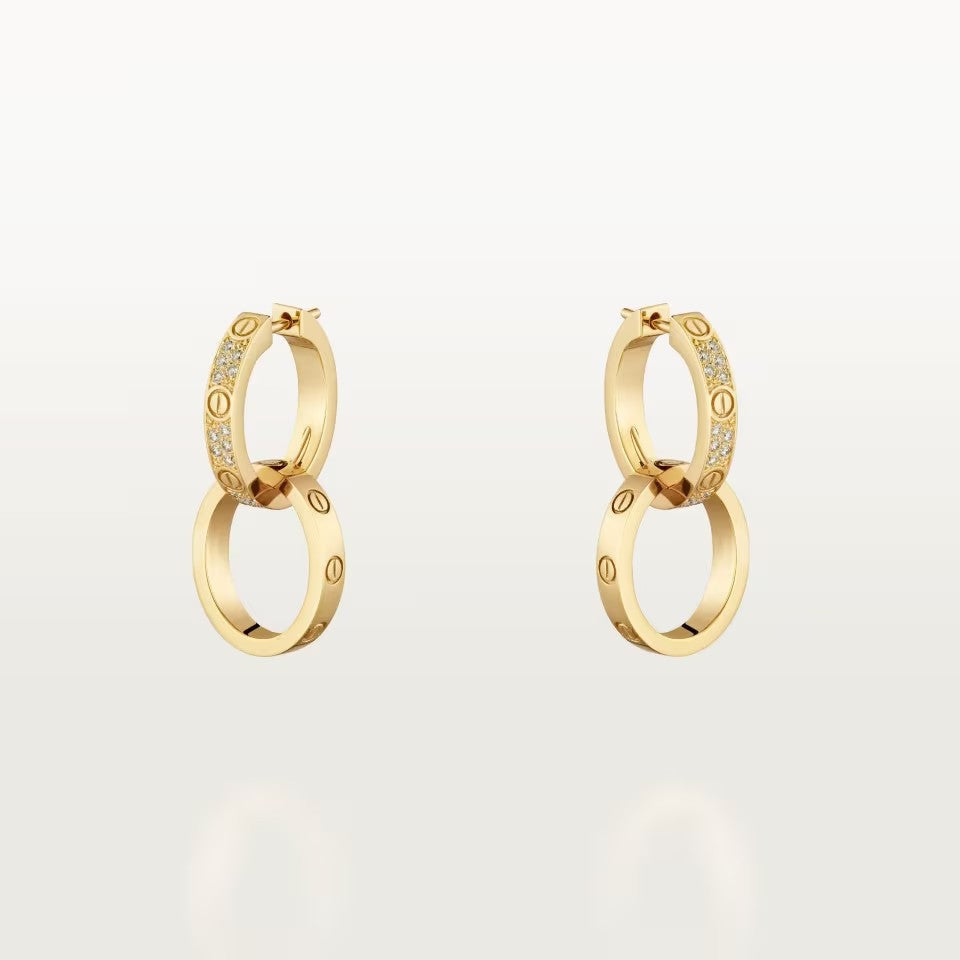 [Triumph Jewelry]LOVE 3.3MM DANGLE HALF DIAMOND EARRINGS