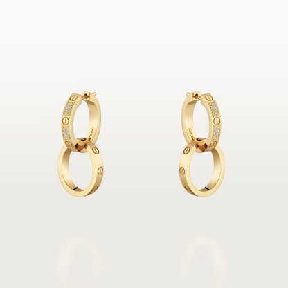 [Triumph Jewelry]LOVE 3.3MM DANGLE HALF DIAMOND EARRINGS