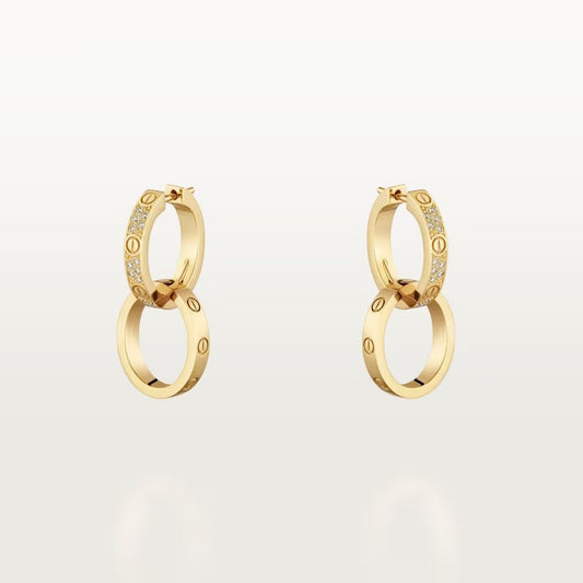[Triumph Jewelry]LOVE 3.3MM DANGLE HALF DIAMOND EARRINGS